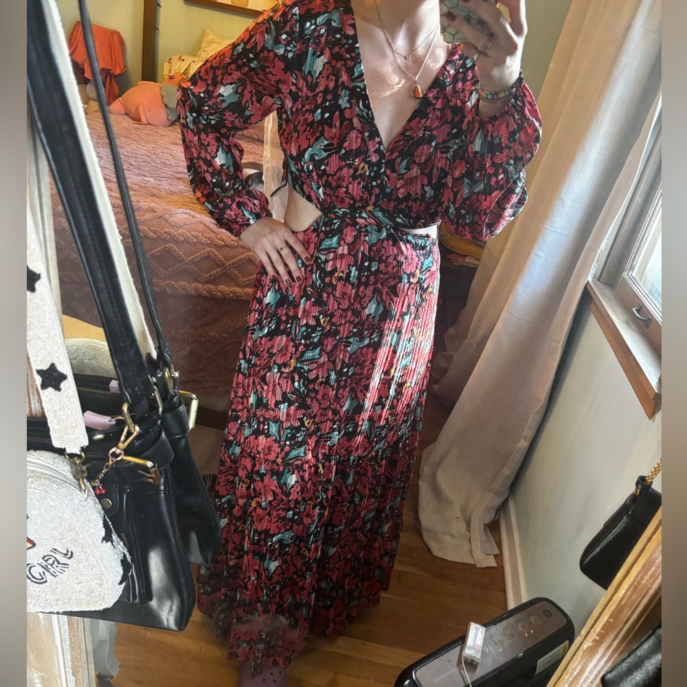 Skies Are Blue Vibrant Floral Long Sleeve Dress